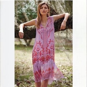 Floreat x Anthropologie Wisteria 100% Silk Pink Dress Size 0